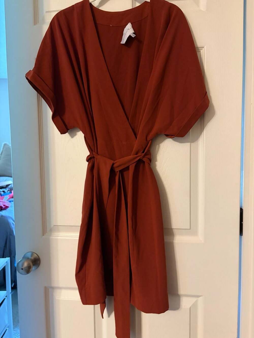 Charles Henry Women's Size M Rust Orange Wrap Dress Wedding guest dress